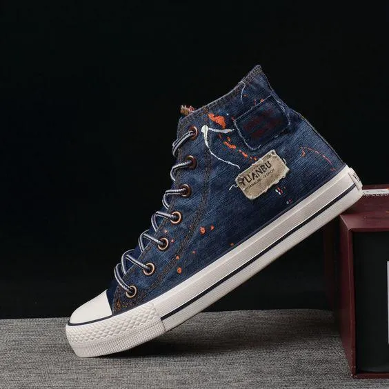 Men's Trendy High Top Denim Canvas Shoes