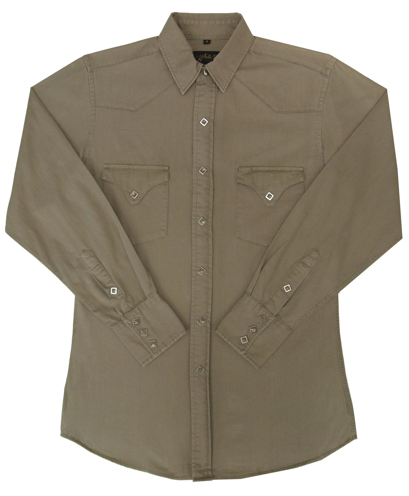 Men's Western Shirt: White Horse Canvas Solid