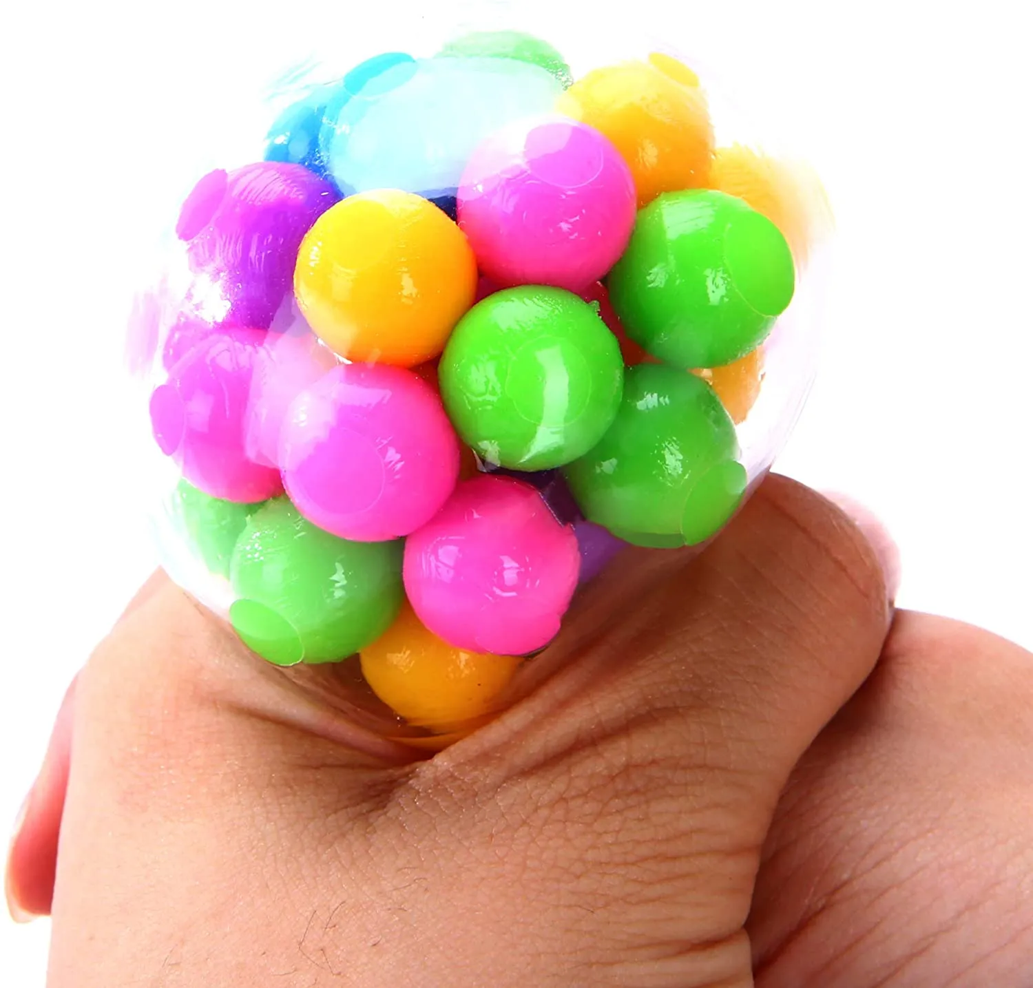 Mesh Squish Ball - Rainbow Stress Ball  Set of 5