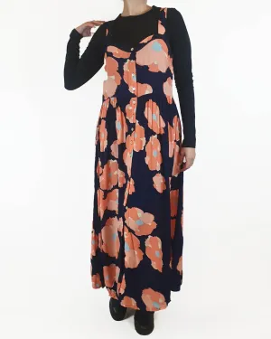 Mister Zimi sleeveless navy and pink floral maxi dress size 10