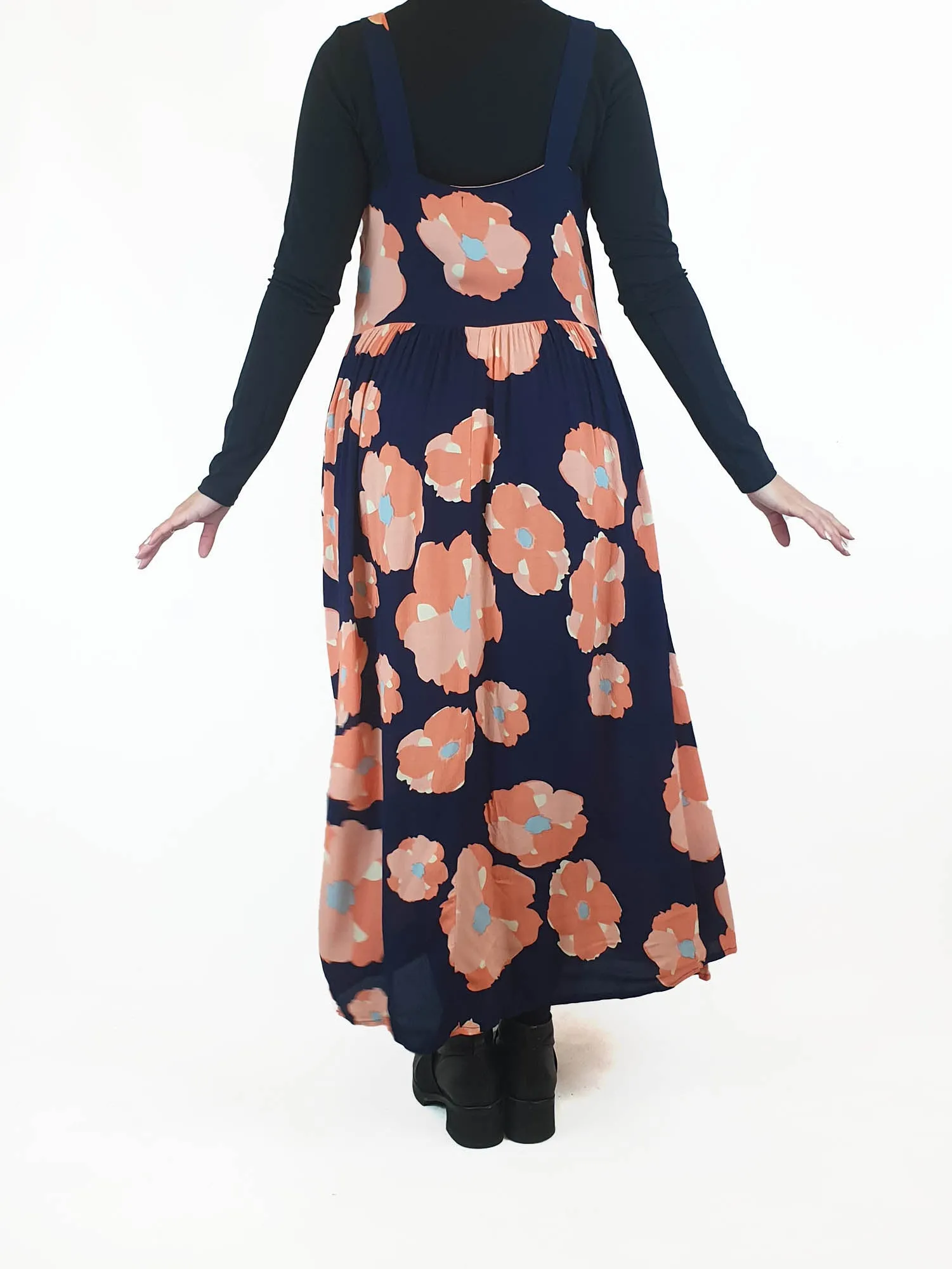 Mister Zimi sleeveless navy and pink floral maxi dress size 10