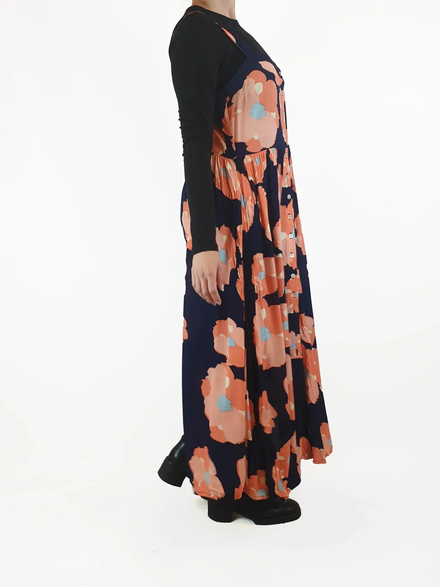 Mister Zimi sleeveless navy and pink floral maxi dress size 10