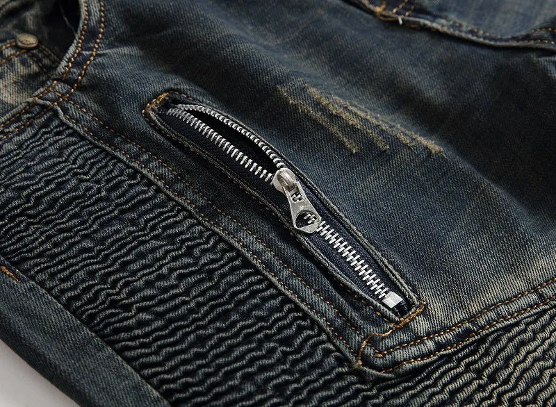Motorcycle Straight Pants Nostalgic Jeans Mid Waisted Men's Jeans