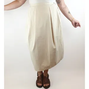 Muji cream pleated mid-calf length skirt size XL (best fits size 14)