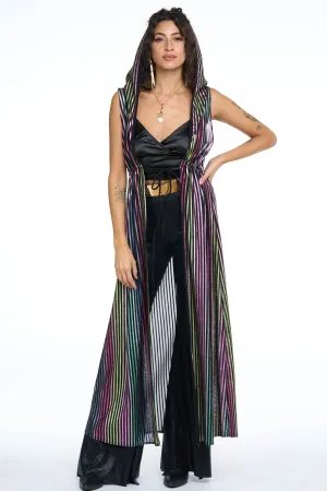 Multi Green Metallic Mesh Sleeveless Gemini Leisure Robe