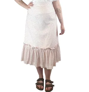 Naomi Murrell white cotton maxi skirt with cute mini dot detail size L (best fits size 12)
