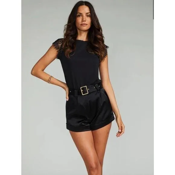 NEW NWT Generation Love Revolve Joyce Belted Satin Shorts Black size 4