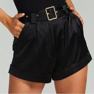NEW NWT Generation Love Revolve Joyce Belted Satin Shorts Black size 4
