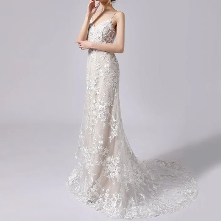New Sling Lace Trailing Wedding Dress
