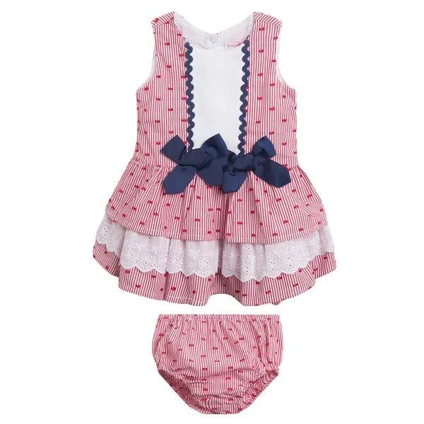 Newness Red & Navy Heart Baby Girl's Dress