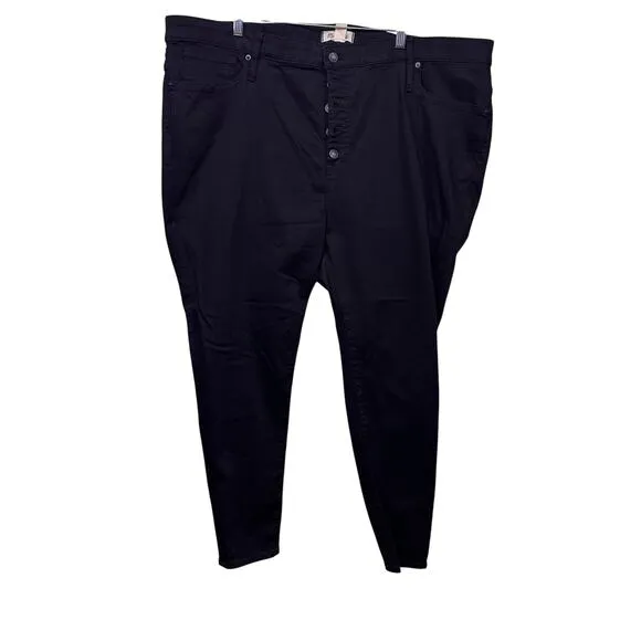 NWT Madewell jeans 9&quot; mid rise skinny black 37 button fly grunge goth emo crop