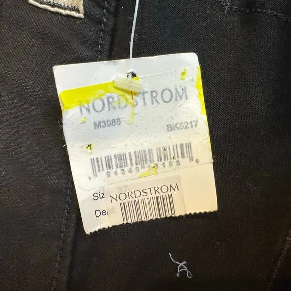 NWT Madewell jeans 9&quot; mid rise skinny black 37 button fly grunge goth emo crop
