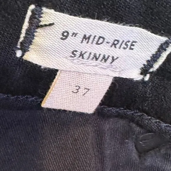 NWT Madewell jeans 9&quot; mid rise skinny black 37 button fly grunge goth emo crop