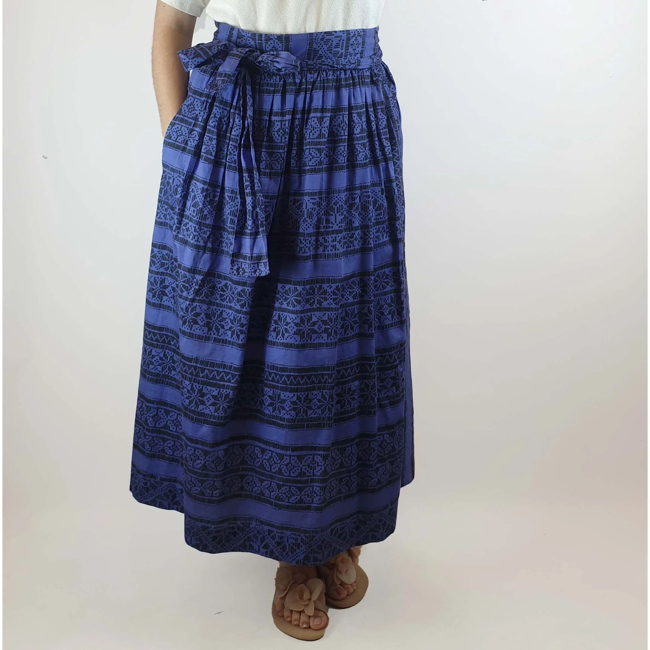 Obus purple and black print cotton wrap style skirt size 1 (best fits size 1)