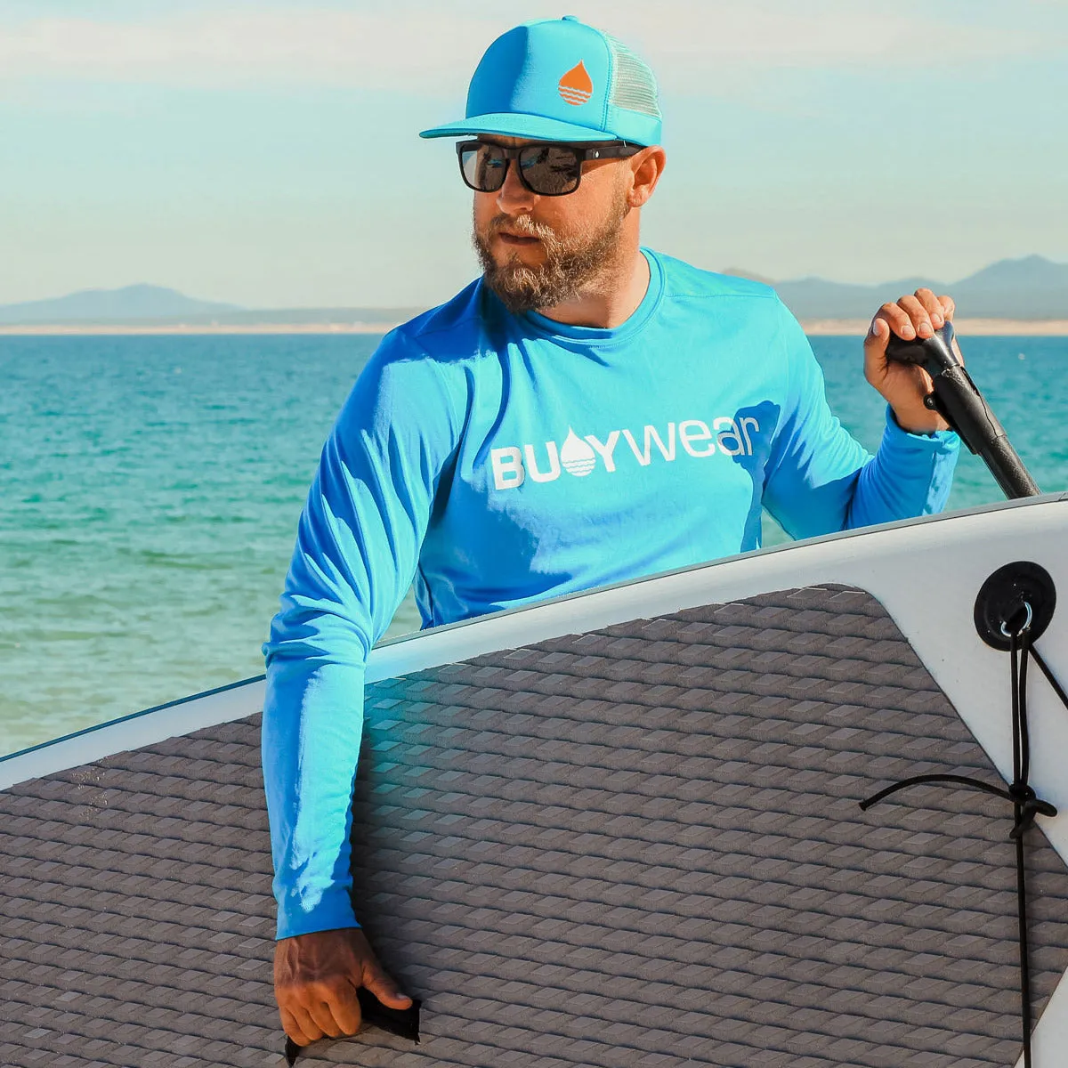Ocean Blue Floating Trucker Hat with Snapback - BLEM