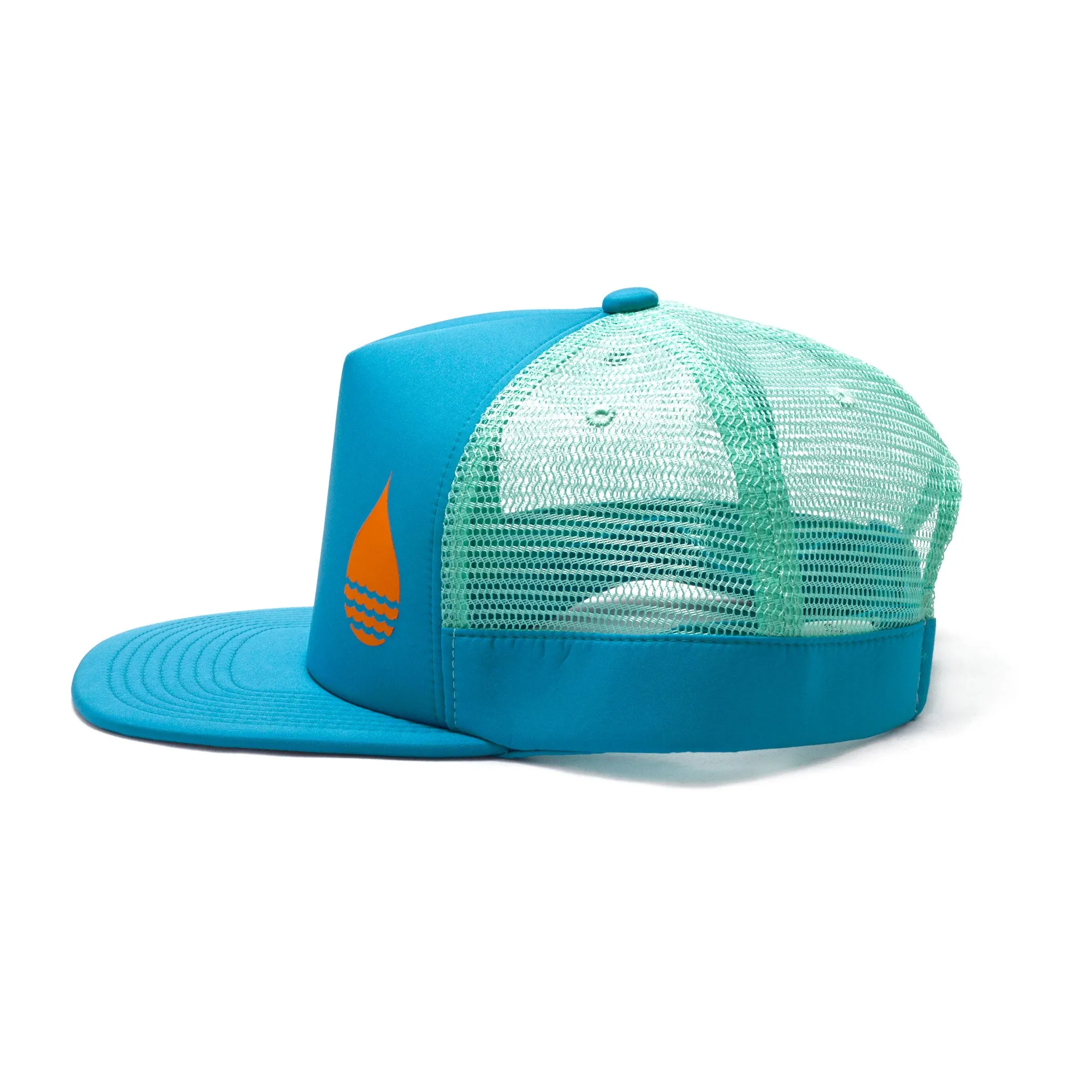 Ocean Blue Floating Trucker Hat with Snapback - BLEM