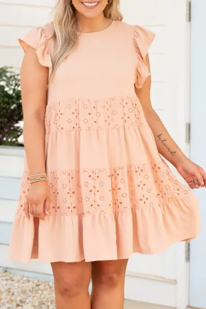 Orange Broderie Anglaise Patchwork Tiered Curvy Dress