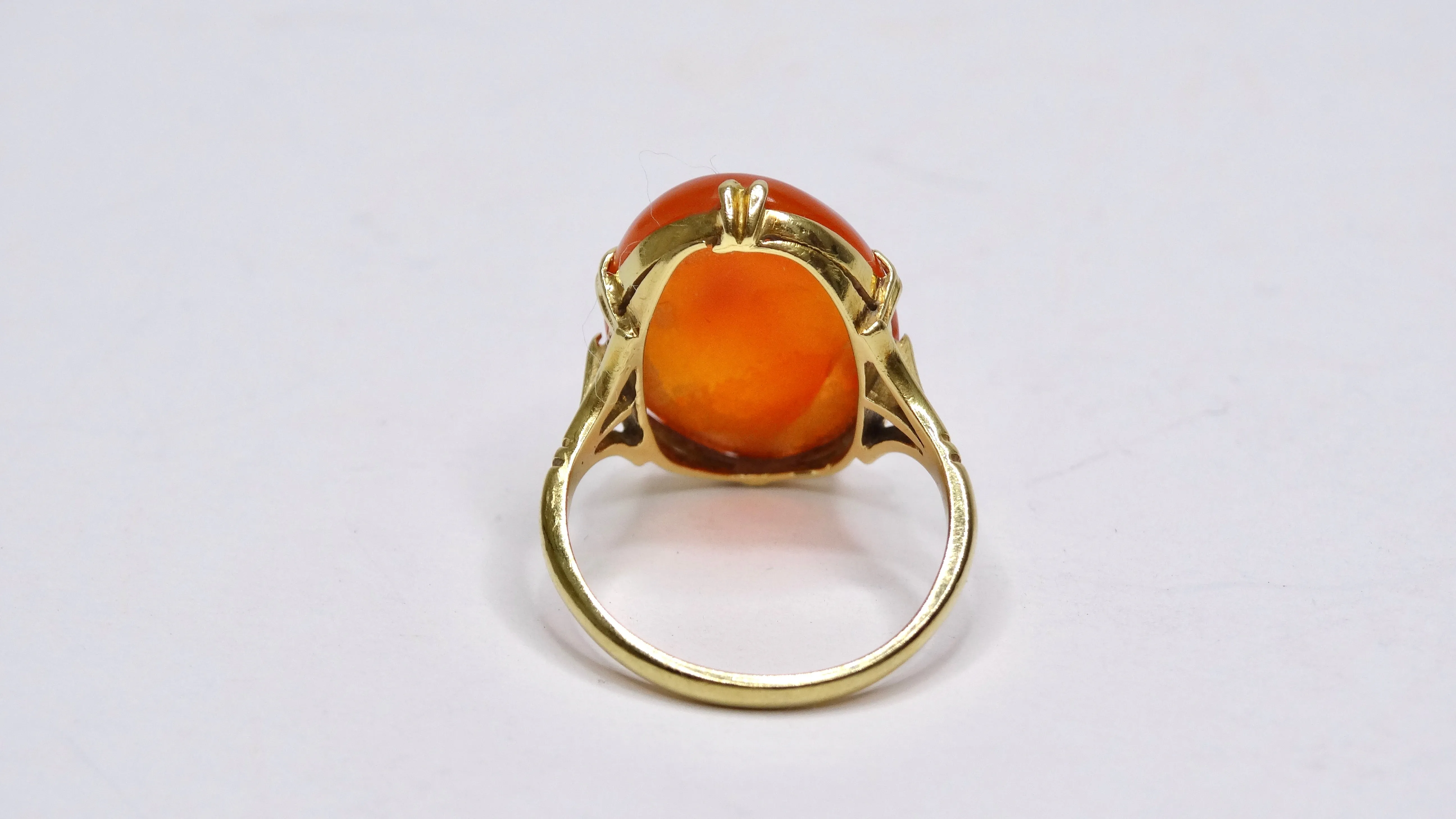 Orange Jade 14k Gold Vintage Ring