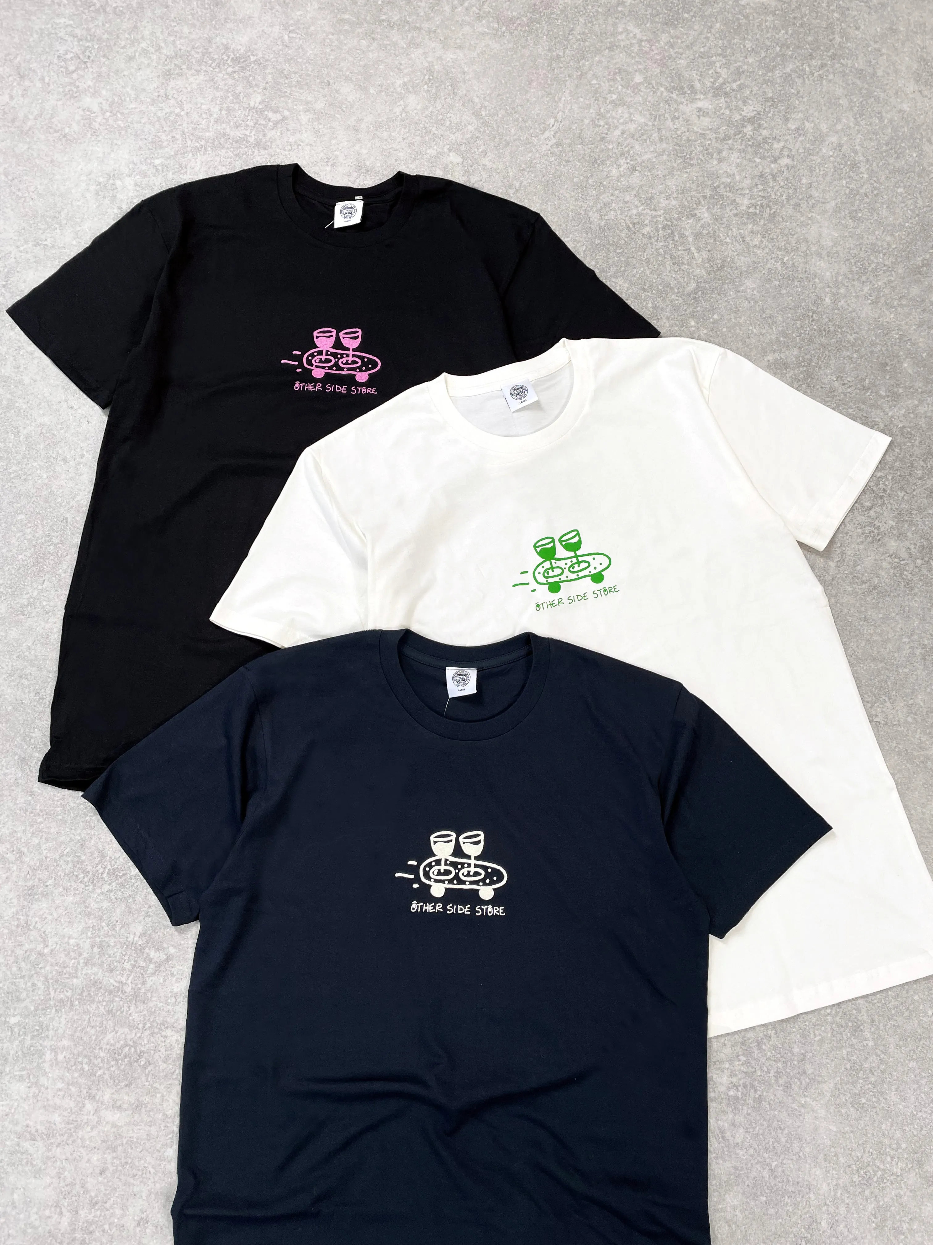 Other Side Store 'Wine Skate' Tee - Black/ Ecru/ Navy