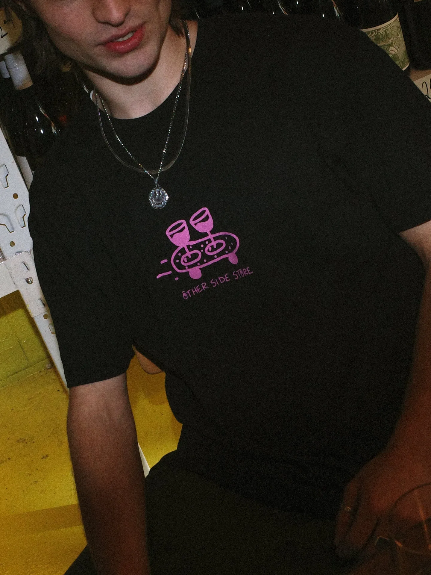 Other Side Store 'Wine Skate' Tee - Black/ Ecru/ Navy