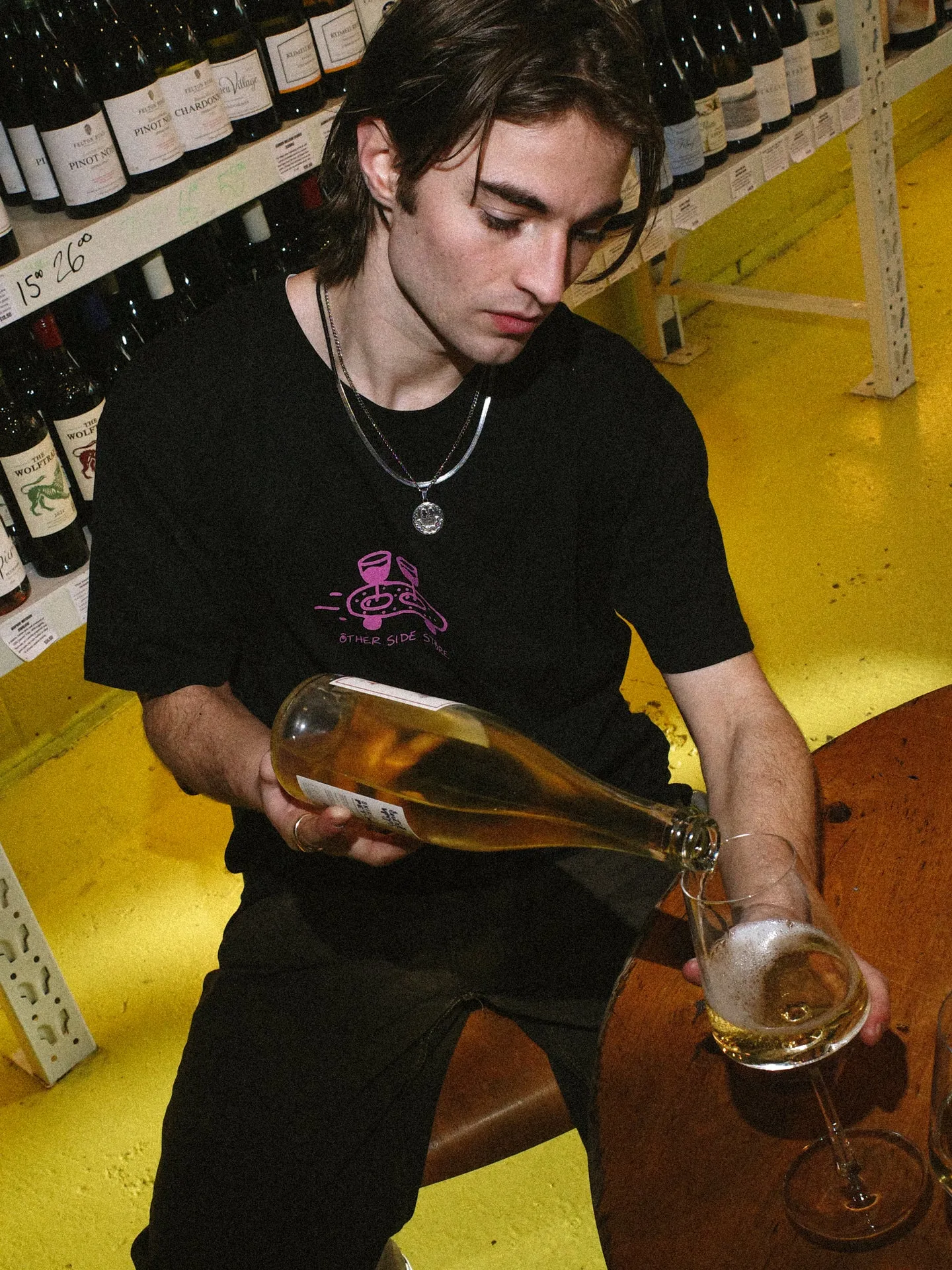 Other Side Store 'Wine Skate' Tee - Black/ Ecru/ Navy