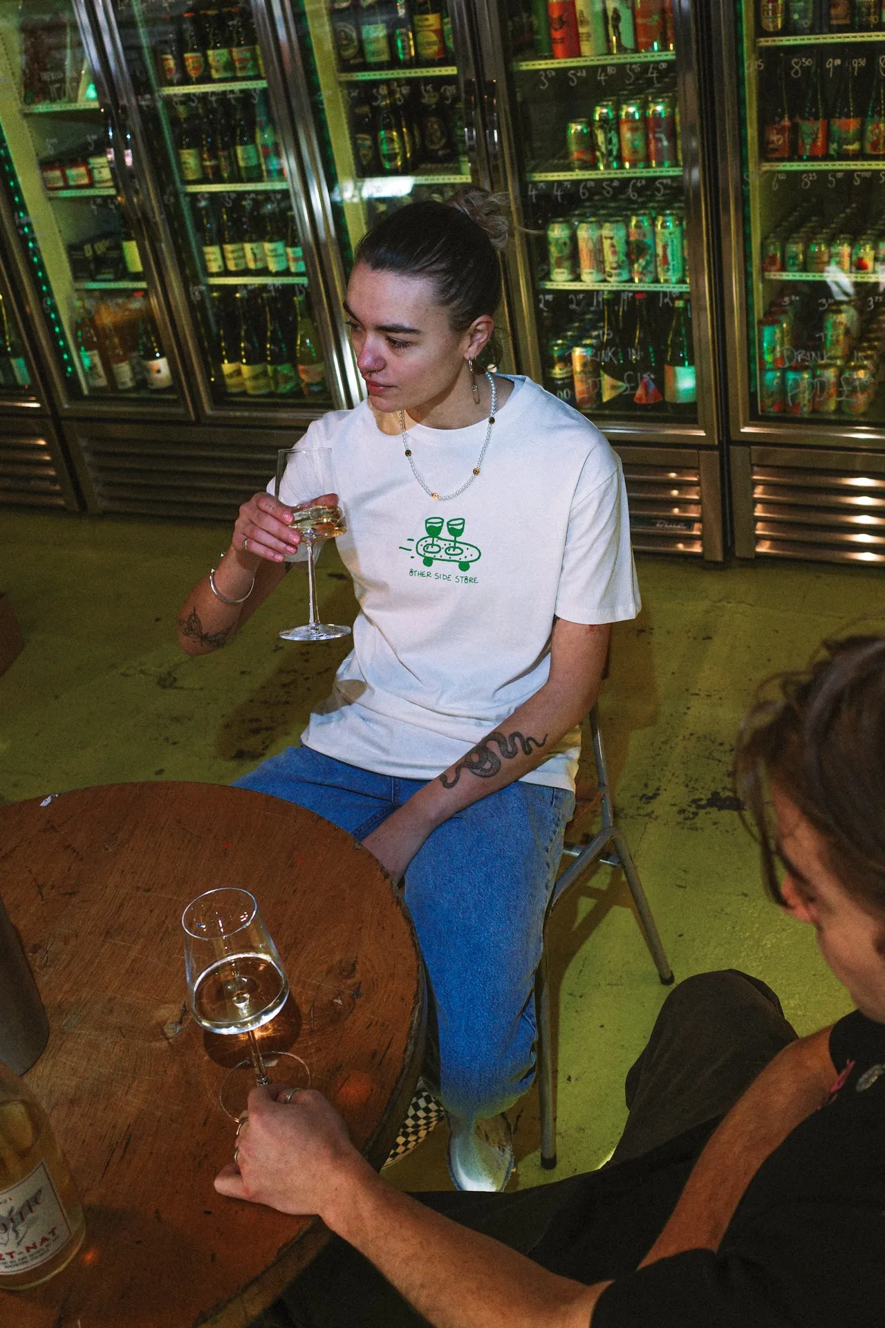 Other Side Store 'Wine Skate' Tee - Black/ Ecru/ Navy