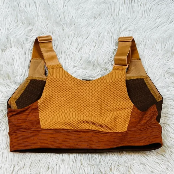 OUTDOOR VOICES Brown Tan Zipper Front Padded Sport Bra XS A/B Yoga Gym Support