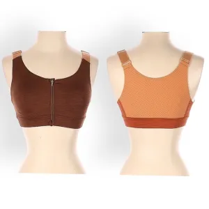 OUTDOOR VOICES Brown Tan Zipper Front Padded Sport Bra XS A/B Yoga Gym Support