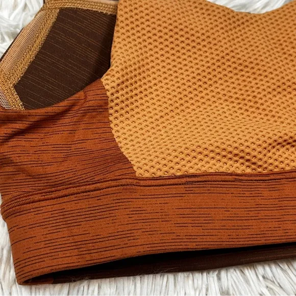 OUTDOOR VOICES Brown Tan Zipper Front Padded Sport Bra XS A/B Yoga Gym Support