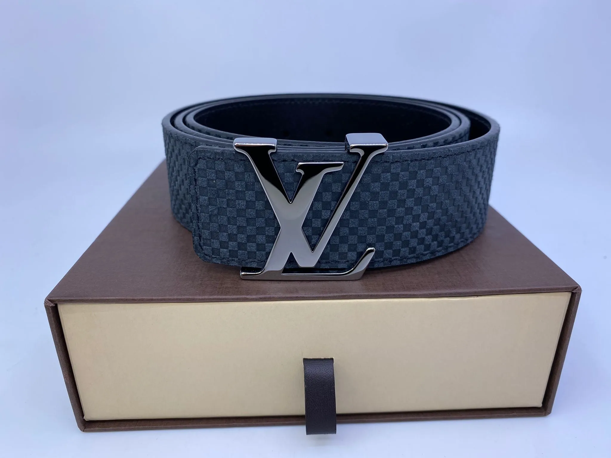 Petit Damier Suede Carbon Belt