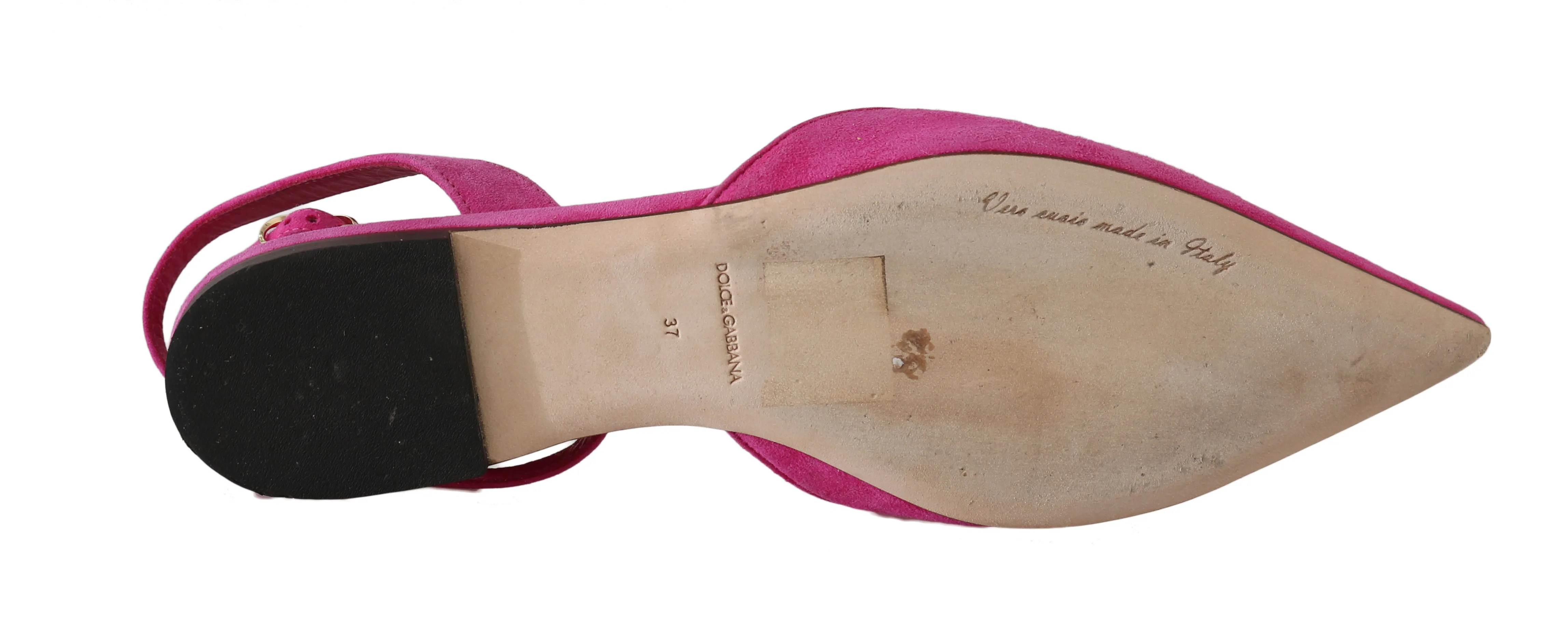 Pink Leather Crystal Flat Sandals