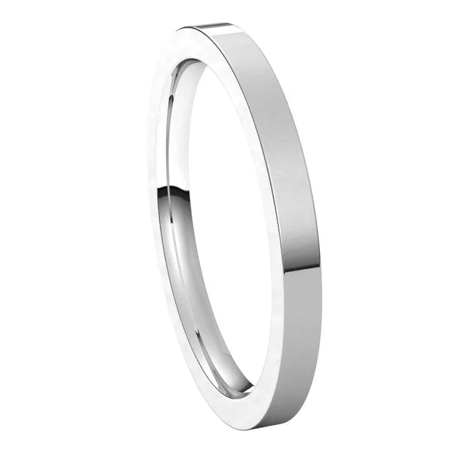 Platinum 2 mm Flat Comfort Fit Wedding Band