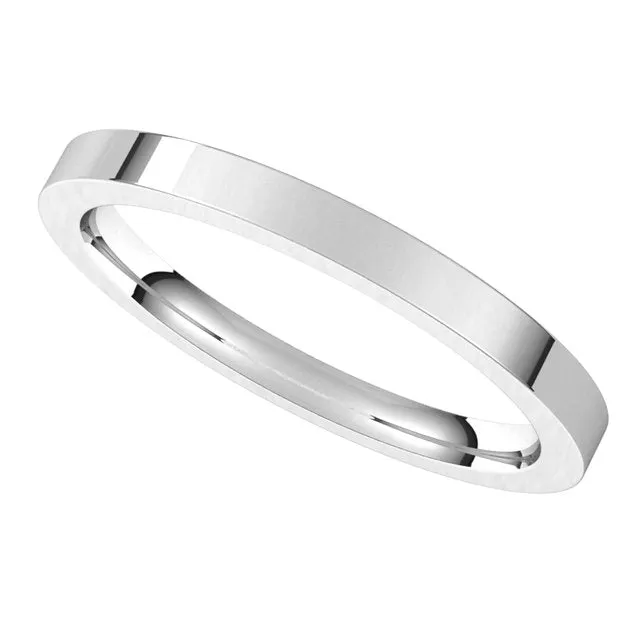 Platinum 2 mm Flat Comfort Fit Wedding Band