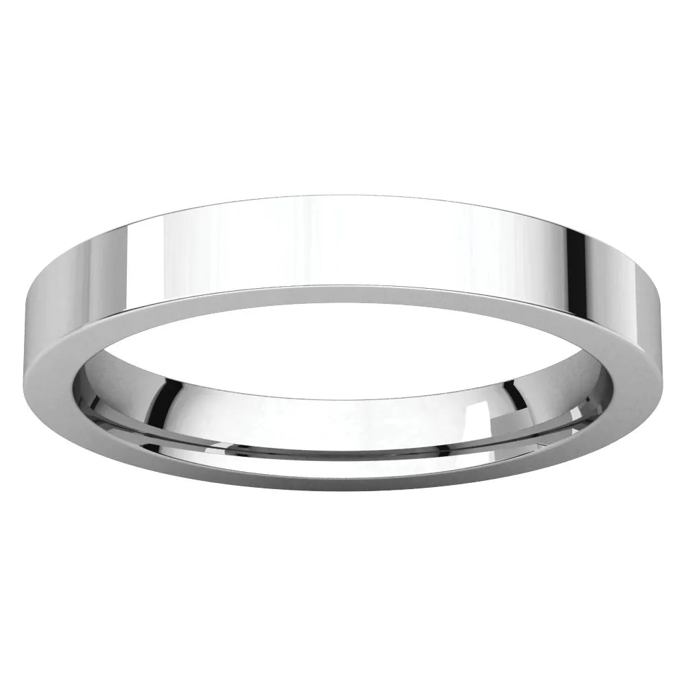 Platinum 3mm Flat Comfort Fit Band, Size 8