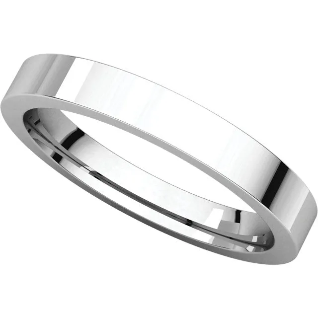 Platinum 3mm Flat Comfort Fit Band, Size 8