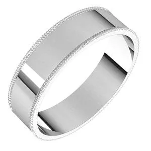 Platinum 5 mm Milgrain Flat Comfort Fit Band Size 9.5
