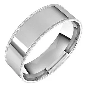 Platinum 6 mm Milgrain Flat Comfort Fit Band Size 8.5
