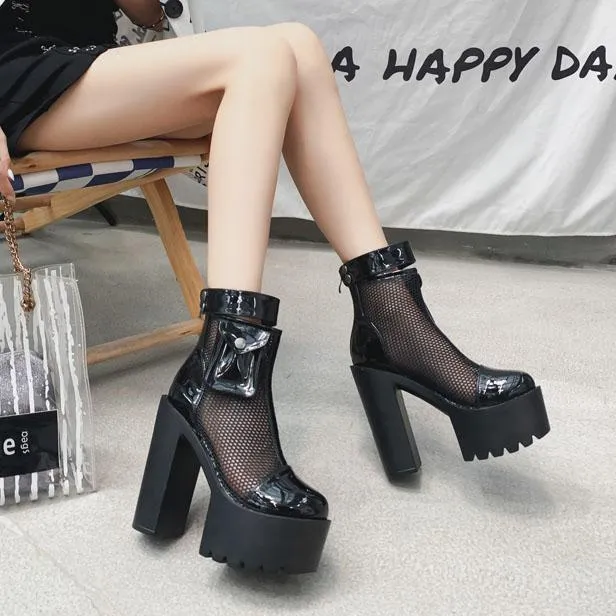 Pocket Mesh High-Heel Shoes SD00566