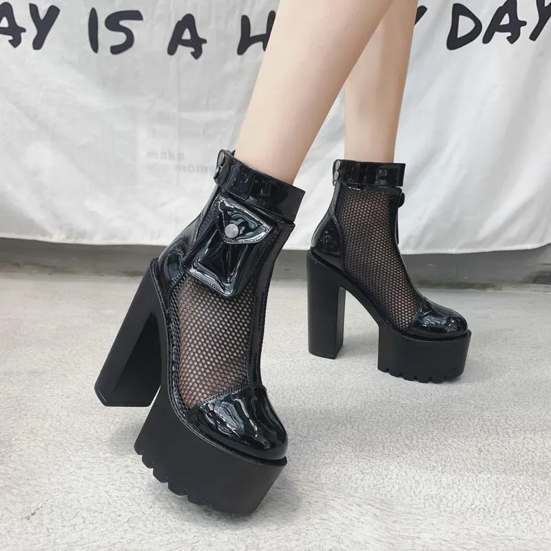 Pocket Mesh High-Heel Shoes SD00566