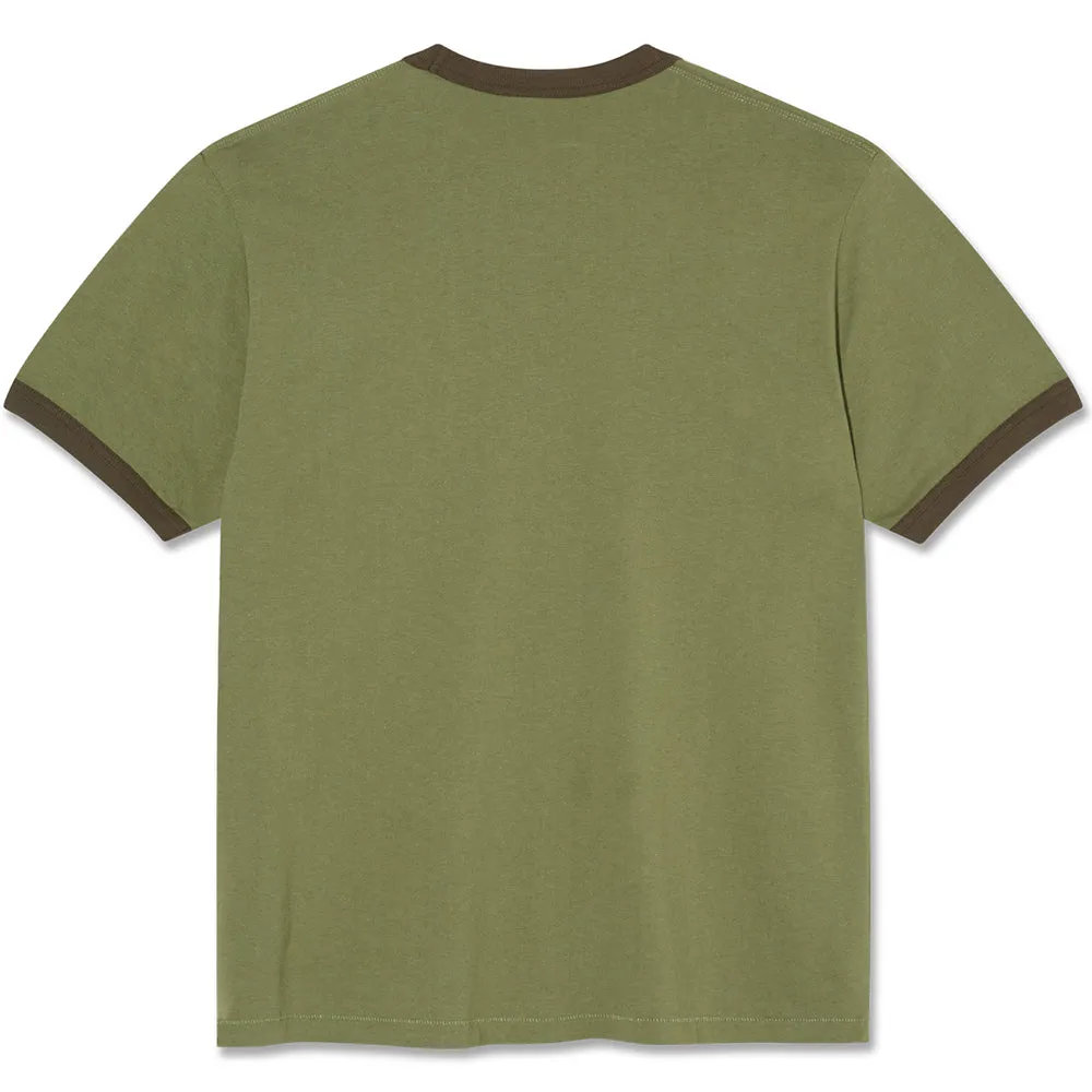 Polar Skate Co Ringer Tee Army Green/Brown