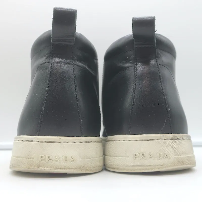 Prada Slip-On High Top Sneakers Black Suede & Leather Size 7