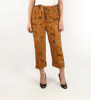 Princess Highway mustard cat print straight leg pants size 6
