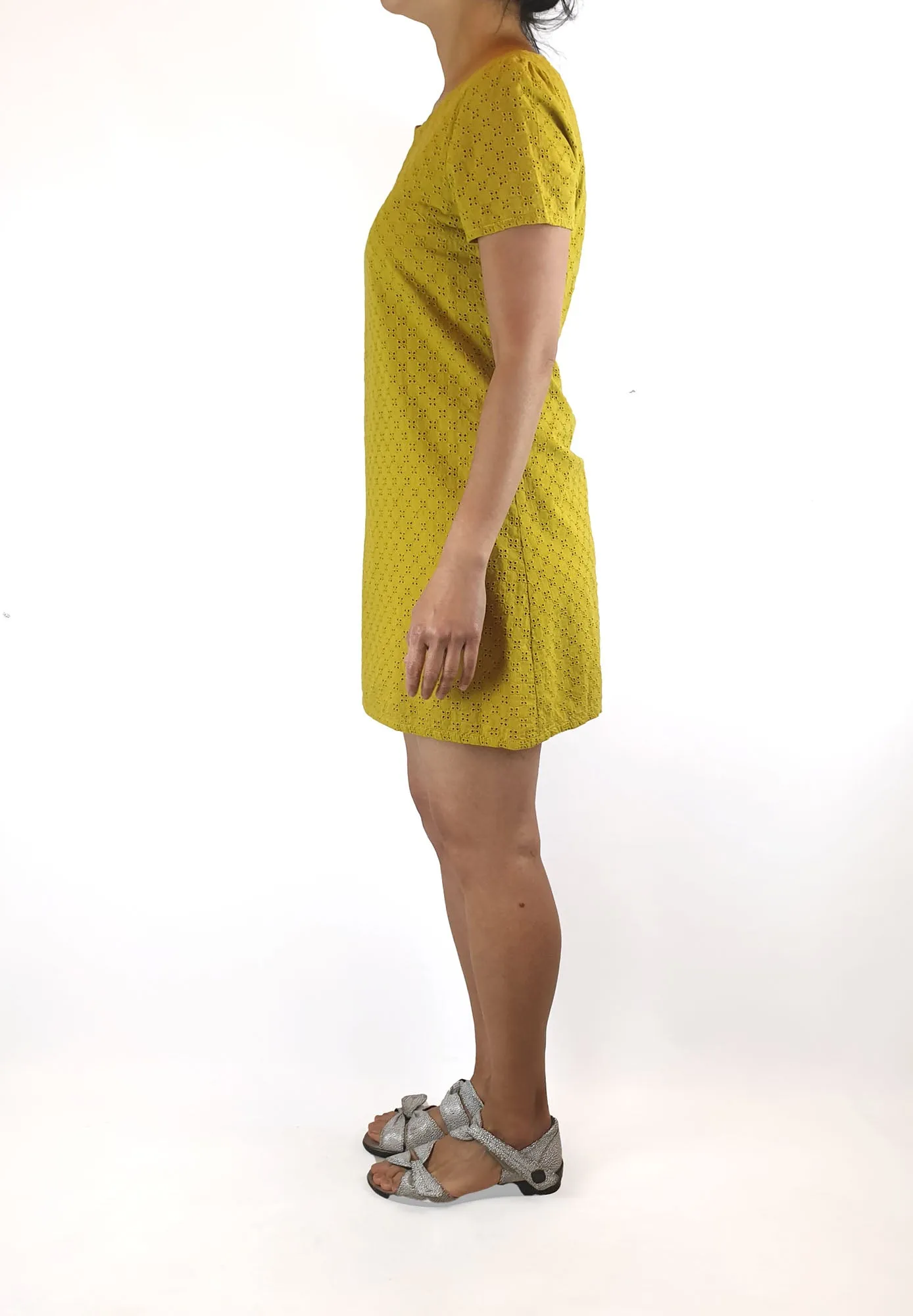 Princess Highway mustard perforated cotton tee shirt dress size 10