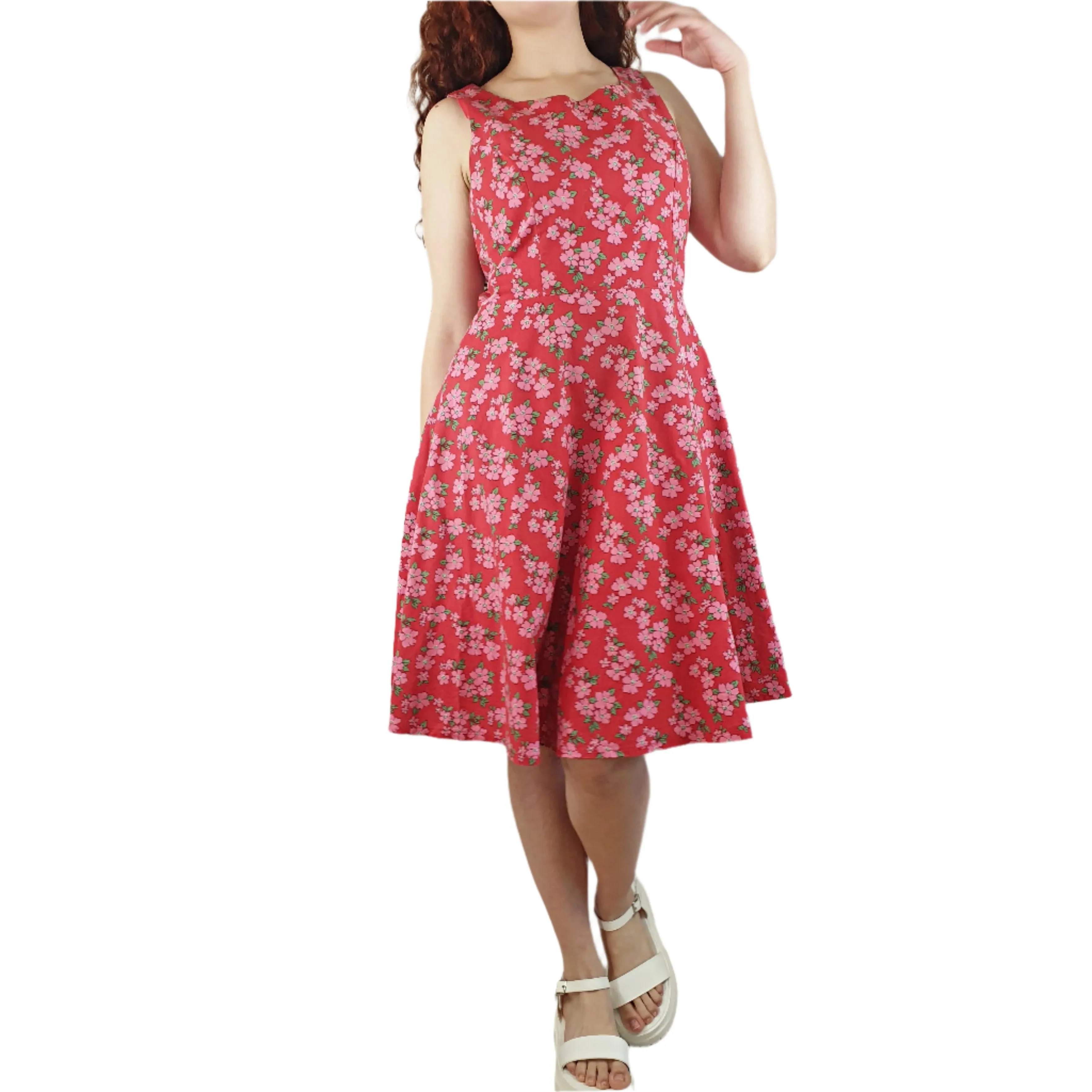 Princess Highway red sleeveless dresss with pink floral print size 10