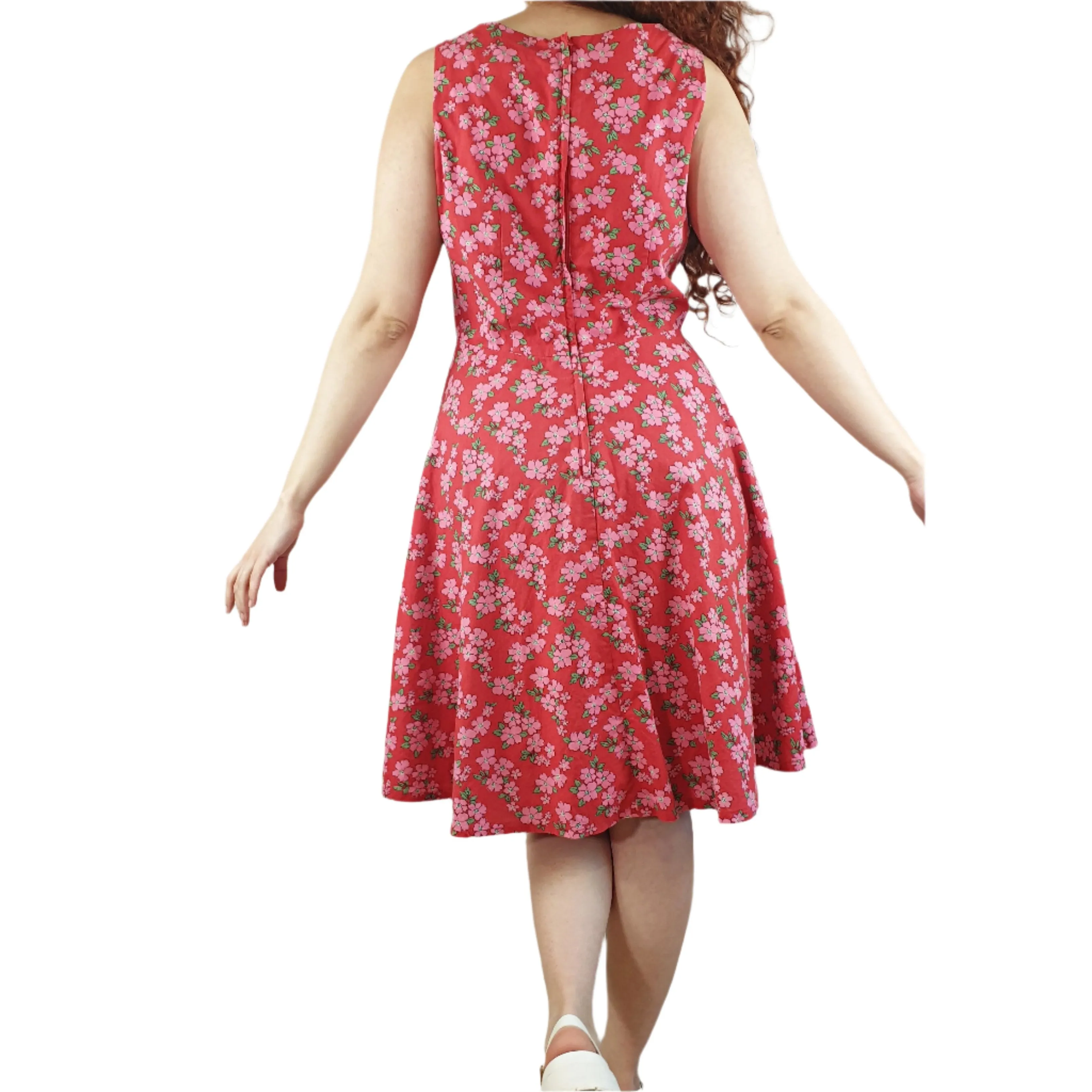 Princess Highway red sleeveless dresss with pink floral print size 10
