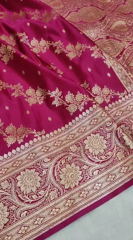 Pure Banarasi Mashru Satin Silk Saree