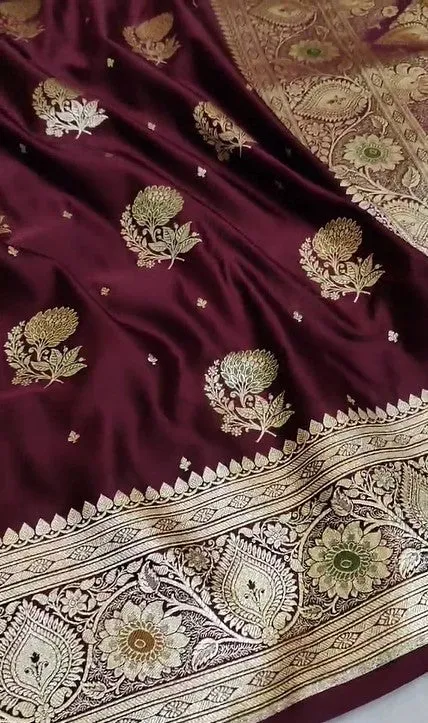 Pure Banarasi Mashru Satin Silk Saree