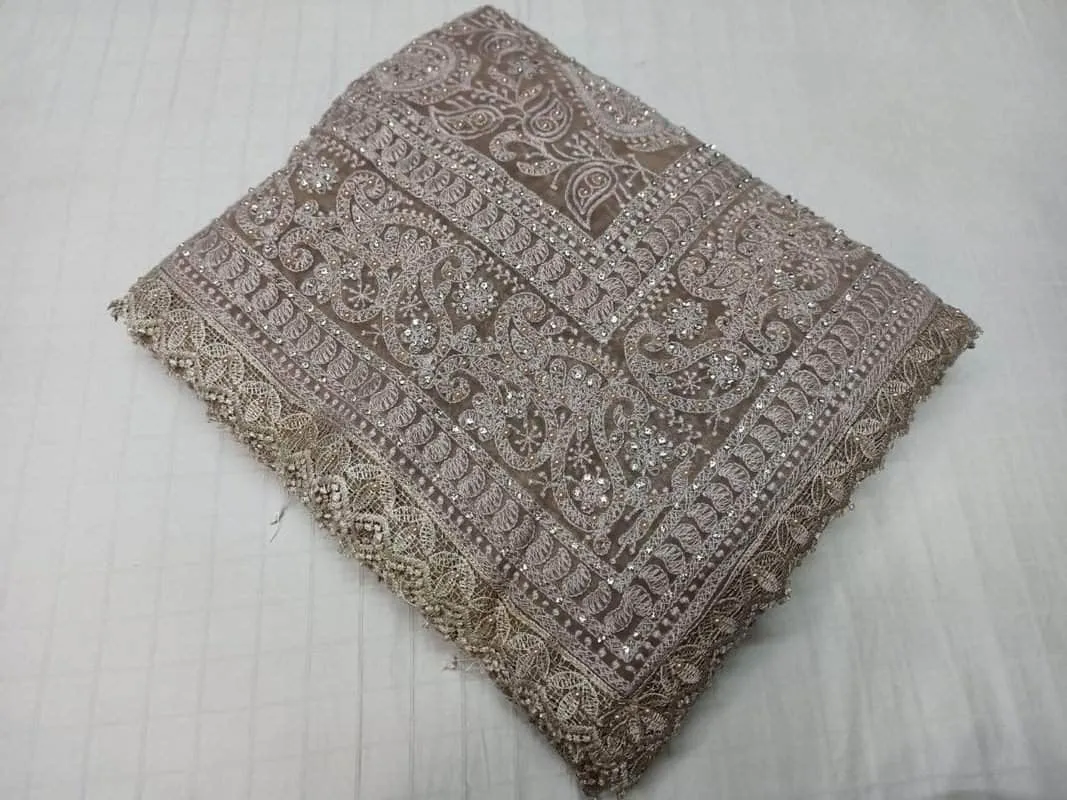 Pure Georgette Chikankari Saree with Lukhnowi Work