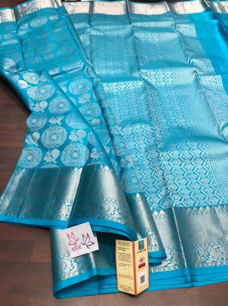 Pure Kanchipuram Silk Silver Zari Saree