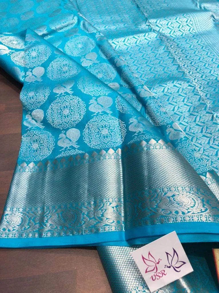 Pure Kanchipuram Silk Silver Zari Saree